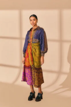 FARM Rio MULTICOLOR BANDANA DREAM MIDI SHIRTDRESS