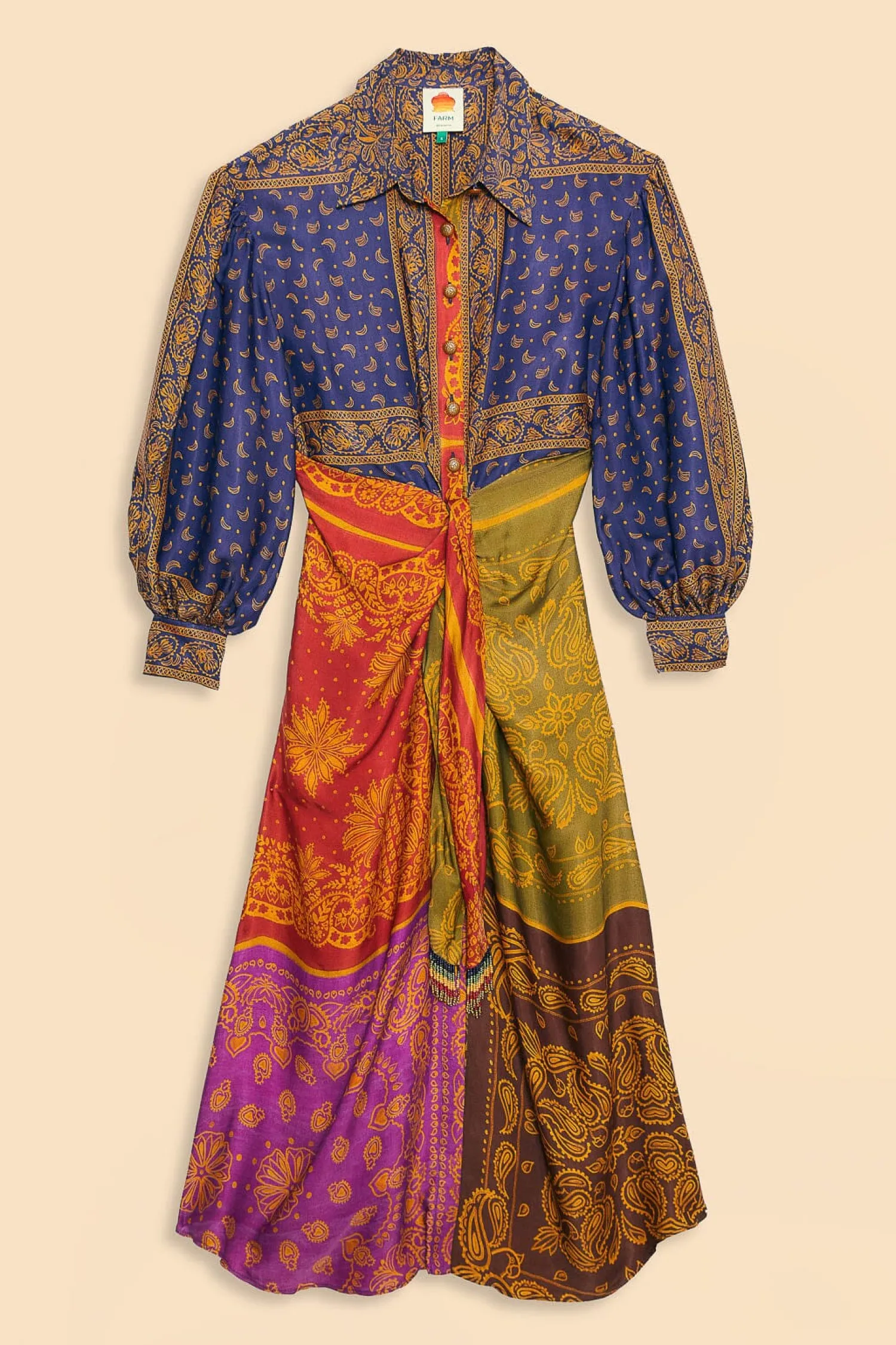 FARM Rio MULTICOLOR BANDANA DREAM MIDI SHIRTDRESS