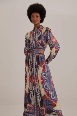 FARM Rio  MULTICOLOR ENERGY SCARF CUT-OUT MAXI DRESS