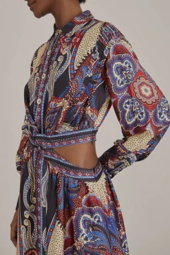 FARM Rio  MULTICOLOR ENERGY SCARF CUT-OUT MAXI DRESS