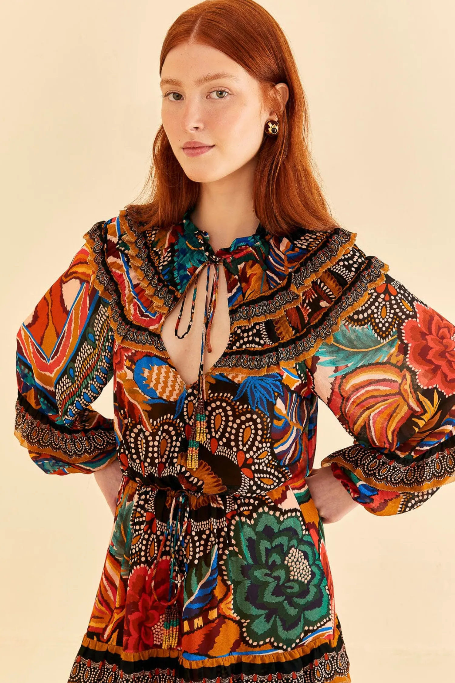 FARM Rio MULTICOLOR FALL MIX MAXI DRESS