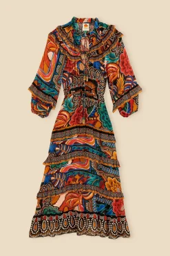 FARM Rio MULTICOLOR FALL MIX MAXI DRESS