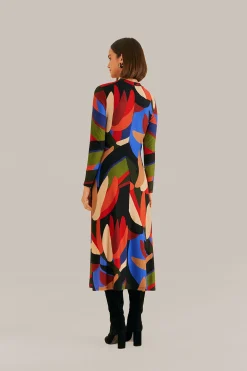 FARM Rio  MULTICOLOR GRAPHIC BANANAS LENZING™ ECOVERO™ VISCOSE MIDI DRESS