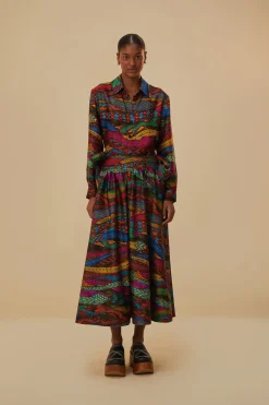FARM Rio MULTICOLOR MIRAGE MIDI SKIRT