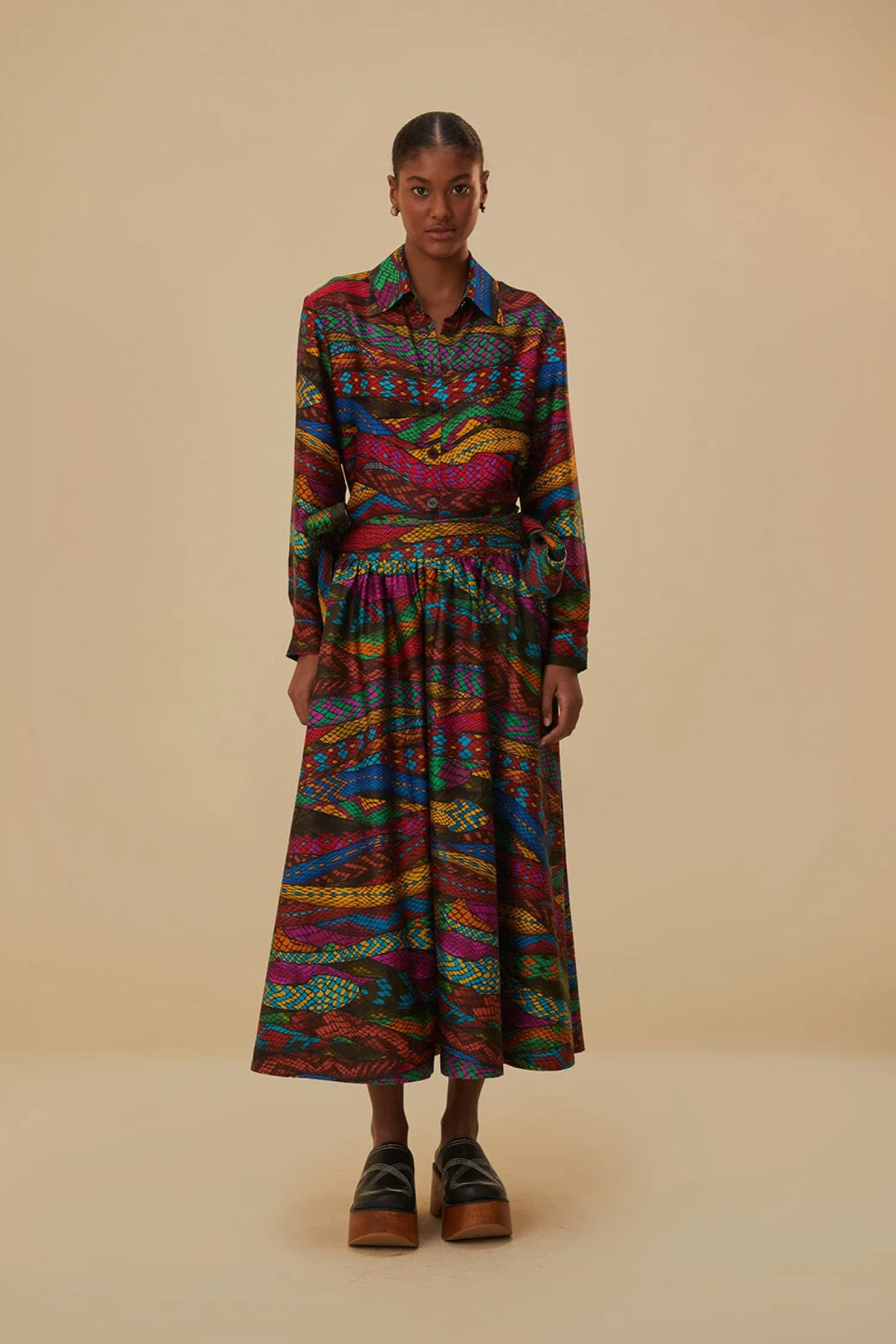 FARM Rio MULTICOLOR MIRAGE MIDI SKIRT