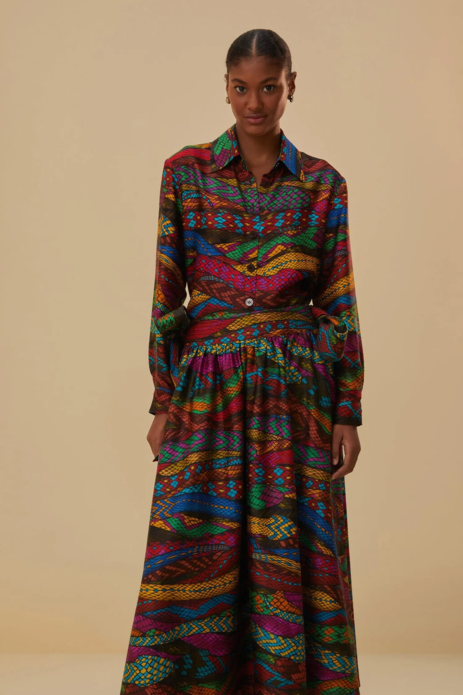 FARM Rio MULTICOLOR MIRAGE MIDI SKIRT