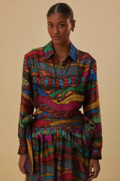 FARM Rio MULTICOLOR MIRAGE SHIRT LONG SLEEVES