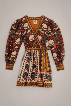 FARM Rio  MULTICOLOR TAPESTRY GARDEN V NECK MINI DRESS