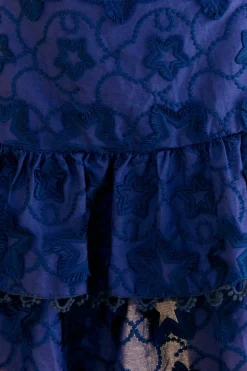 FARM Rio  NAVY BLUE 3D STAR TEXTURE MINI SKIRT