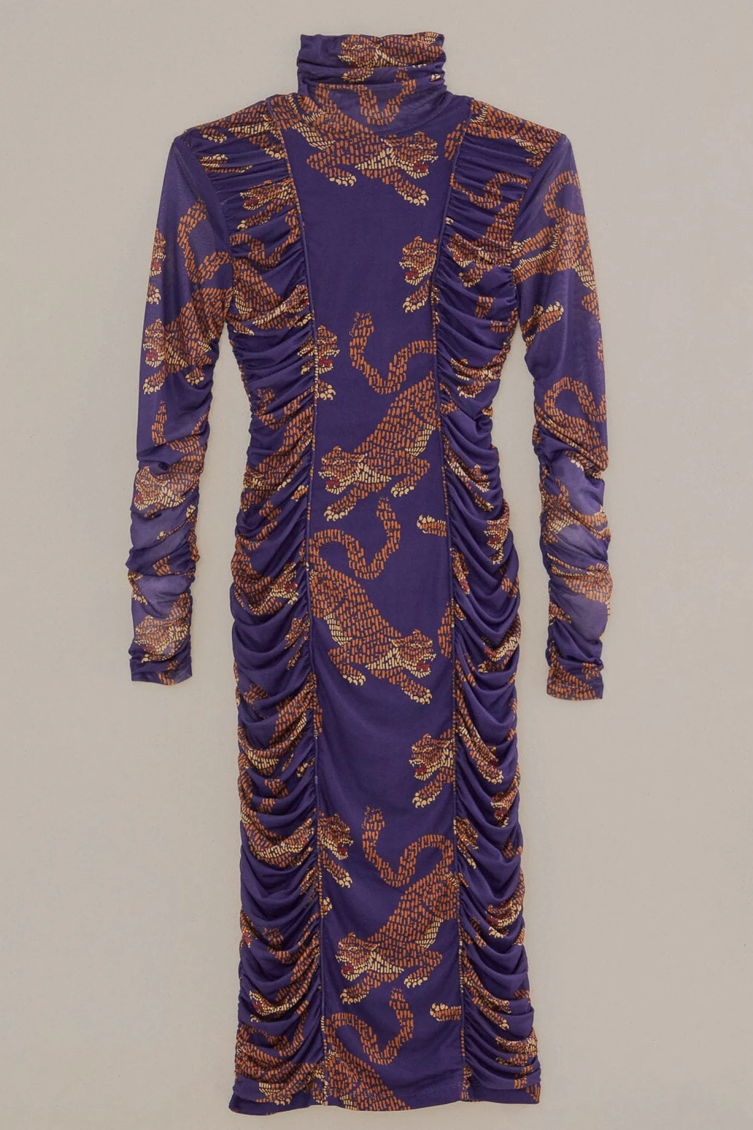 FARM Rio NAVY BLUE LEOPARDS HIGH NECK MIDI DRESS