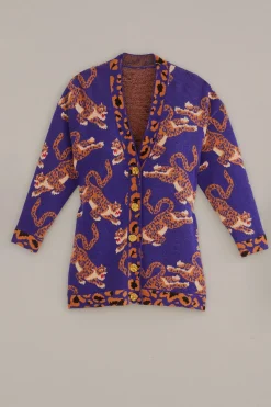 FARM Rio  NAVY BLUE LEOPARDS KNIT CARDIGAN