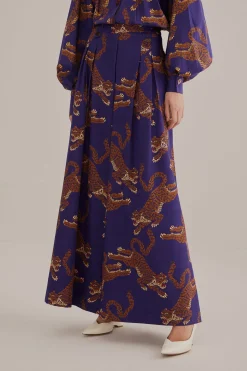 FARM Rio NAVY BLUE LEOPARDS TAILORED PANTS