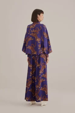 FARM Rio NAVY BLUE LEOPARDS TAILORED PANTS