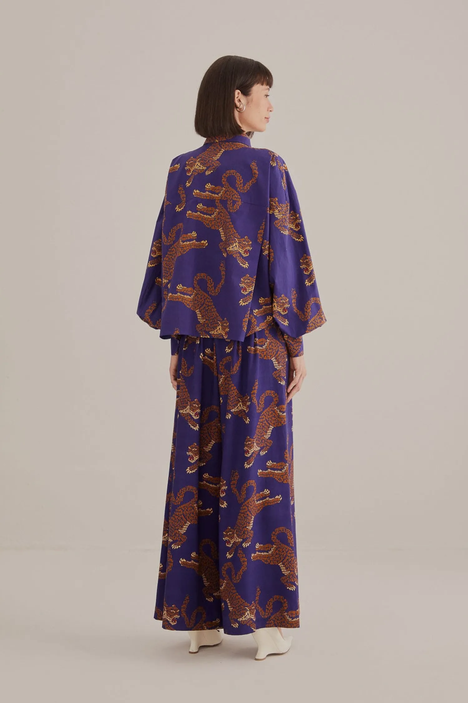 FARM Rio NAVY BLUE LEOPARDS TAILORED PANTS