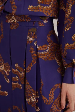 FARM Rio NAVY BLUE LEOPARDS TAILORED PANTS