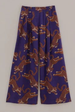FARM Rio NAVY BLUE LEOPARDS TAILORED PANTS