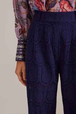FARM Rio NAVY BLUE PINEAPPLE EYELET PANTS