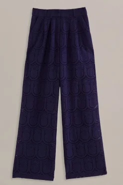 FARM Rio NAVY BLUE PINEAPPLE EYELET PANTS
