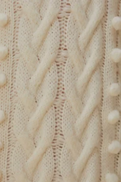 FARM Rio OFF-WHITE BRAIDED MIDI SWEATER DRESS
