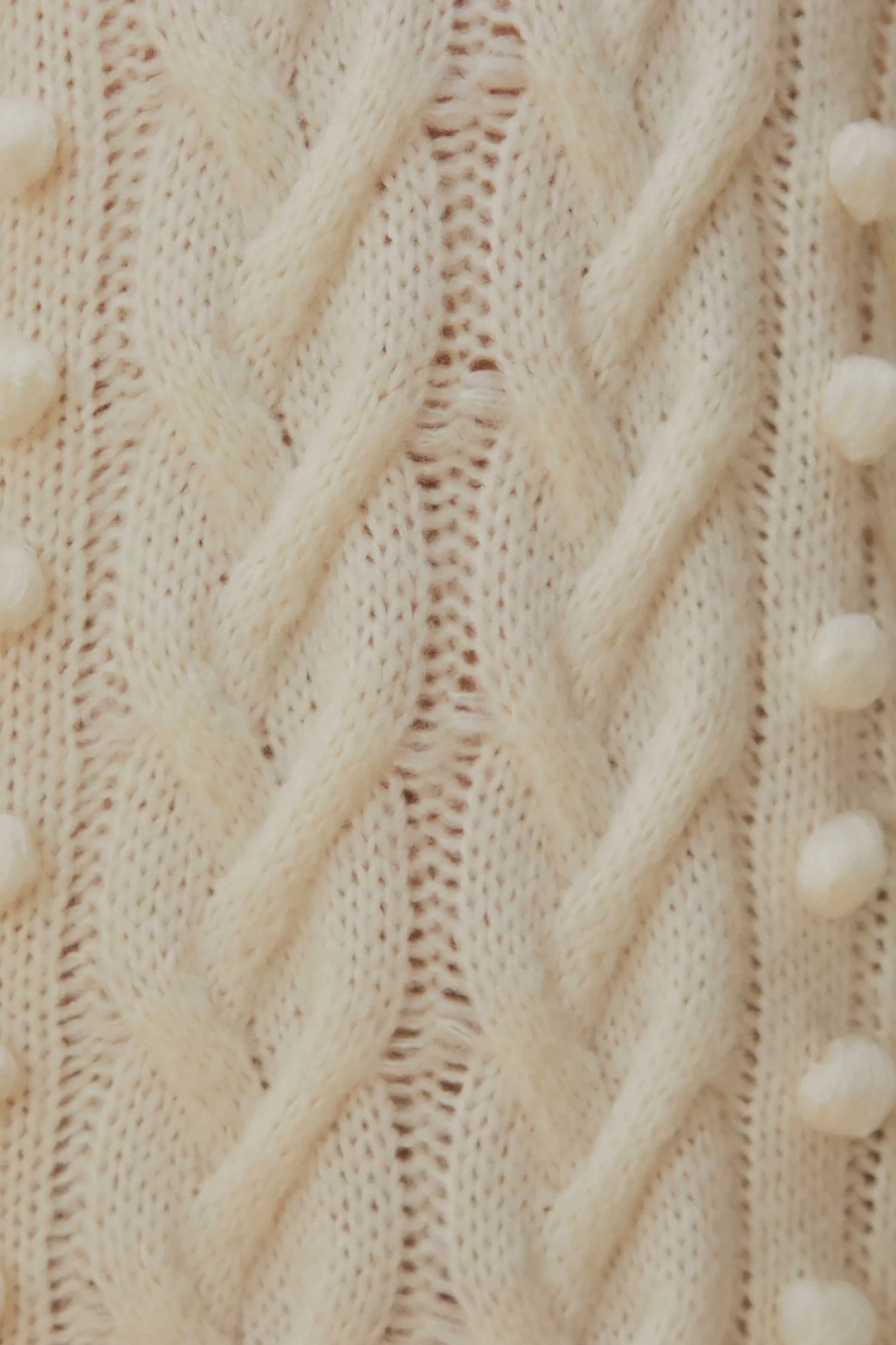 FARM Rio OFF-WHITE BRAIDED MIDI SWEATER DRESS