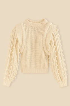 FARM Rio OFF-WHITE BRAIDED SWEATER
