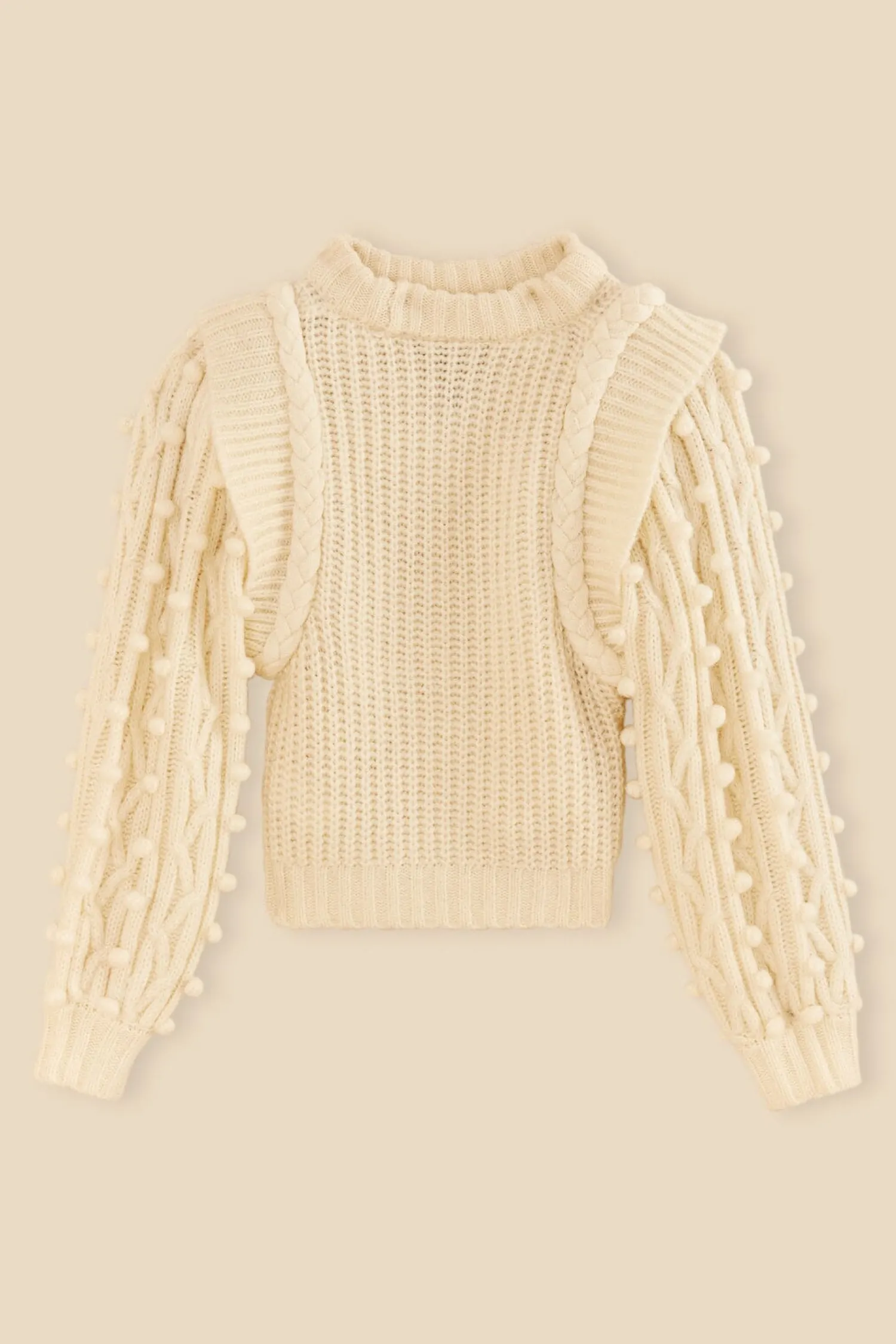 FARM Rio OFF-WHITE BRAIDED SWEATER