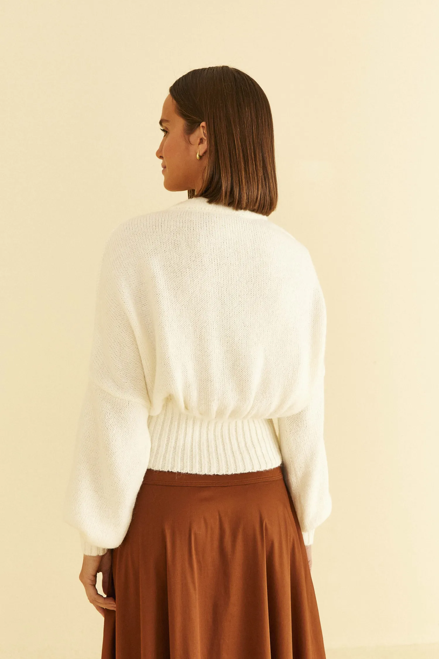 FARM Rio OFF-WHITE BUBBLE KNIT CARDIGAN