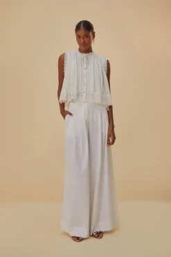 FARM Rio  OFF-WHITE LINEN LOW WAIST PANTS