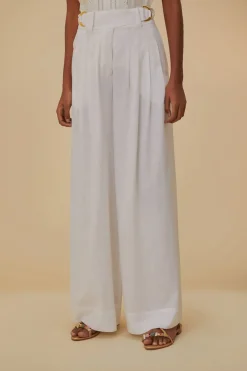 FARM Rio  OFF-WHITE LINEN LOW WAIST PANTS