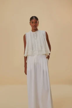 FARM Rio  OFF-WHITE LINEN LOW WAIST PANTS