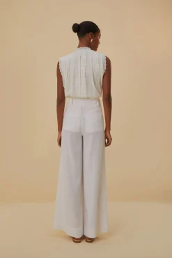 FARM Rio  OFF-WHITE LINEN LOW WAIST PANTS