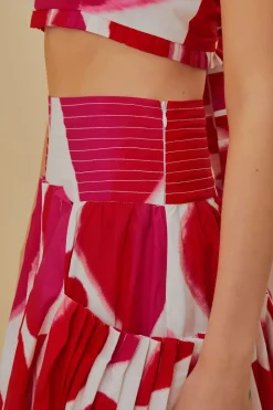 FARM Rio OFF-WHITE PAINTED HEARTS MIDI SKIRT