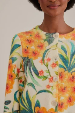 FARM Rio  OFF-WHITE PINEAPPLE BLOOM KNIT CARDIGAN