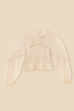FARM Rio OFF-WHITE SMOCKED BLOUSE