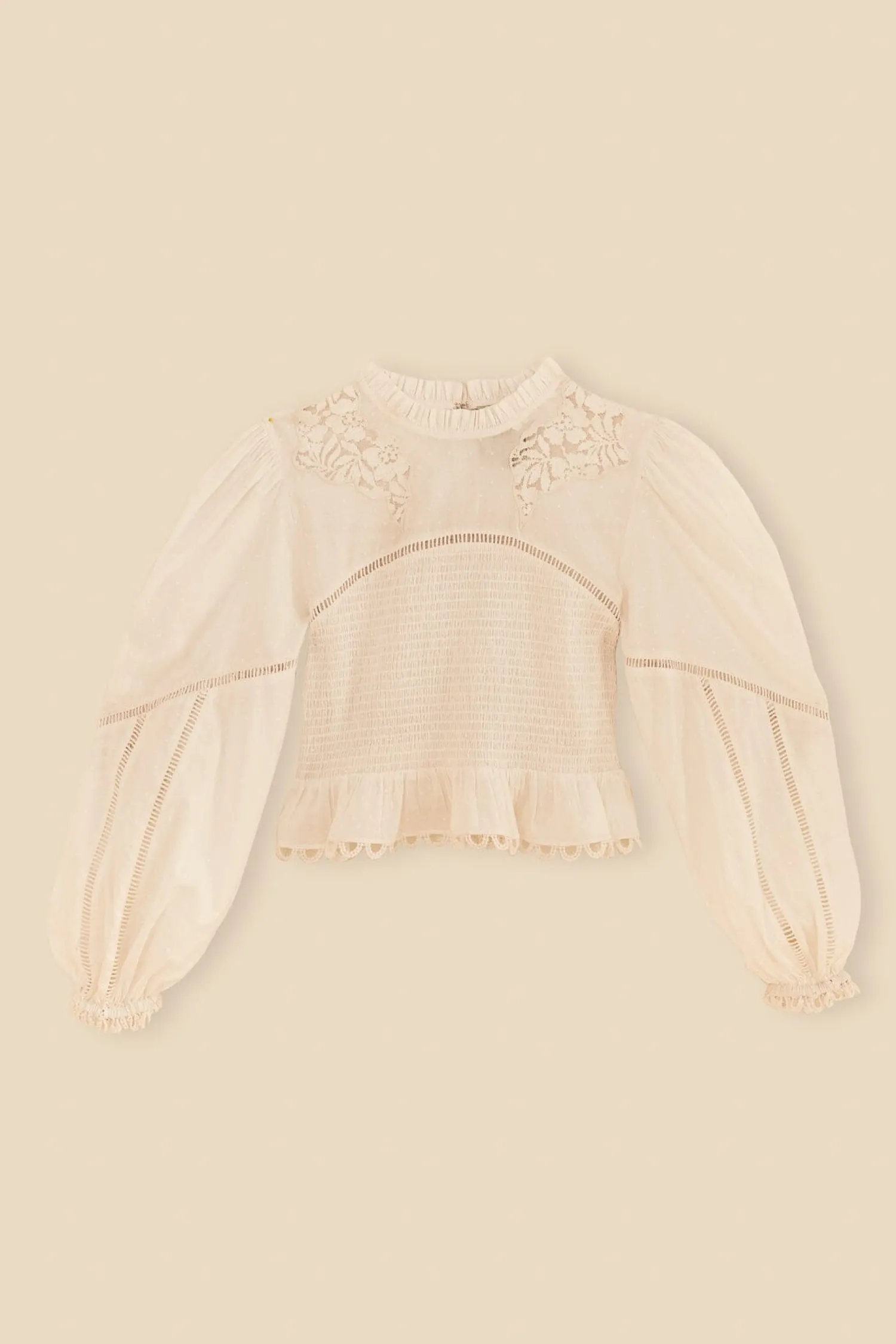 FARM Rio OFF-WHITE SMOCKED BLOUSE