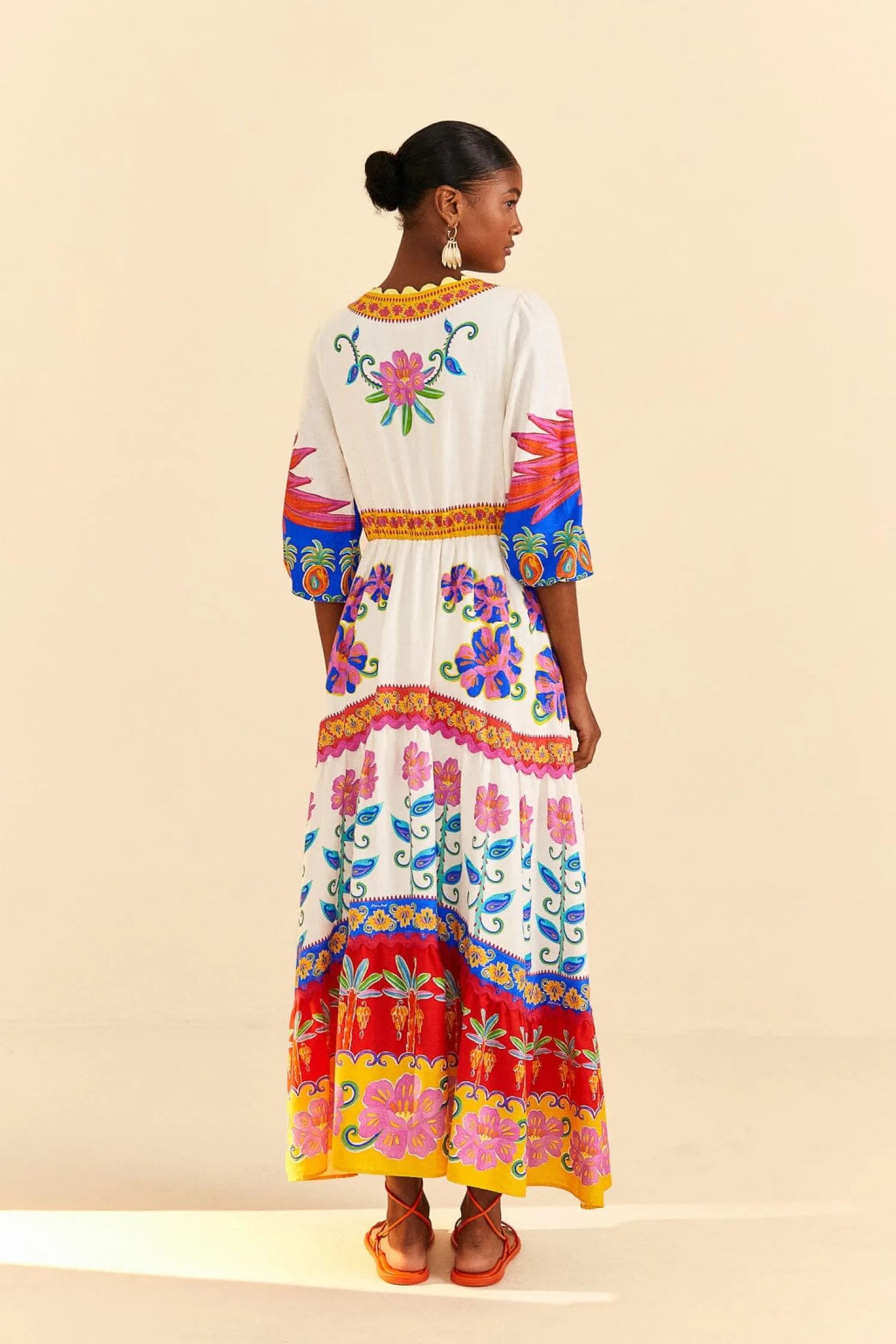 FARM Rio OFF-WHITE VIVID GARDEN MAXI DRESS
