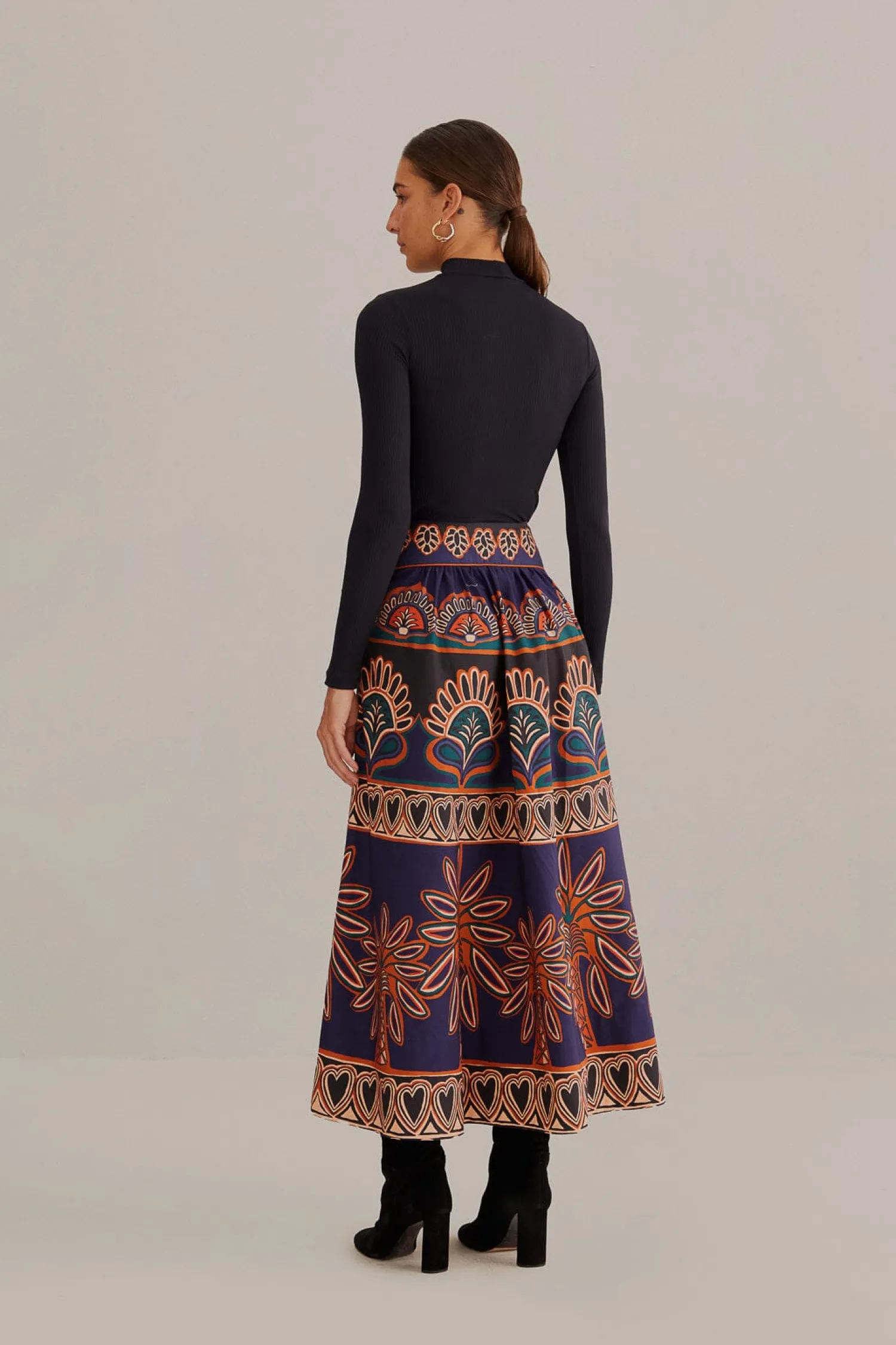 FARM Rio ORANGE AINIKA TAPESTRY MIDI SKIRT