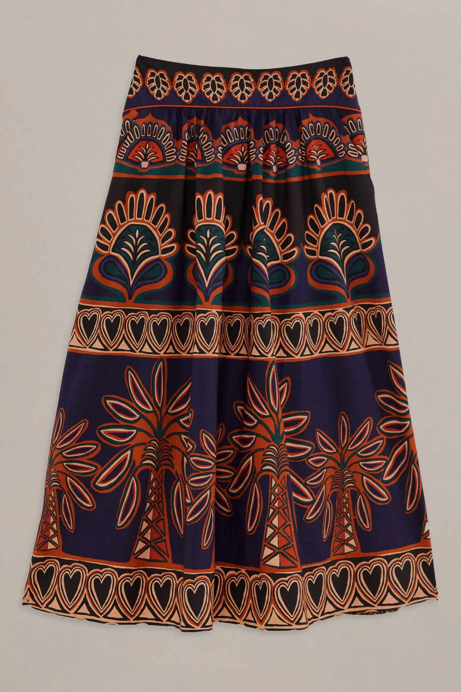 FARM Rio ORANGE AINIKA TAPESTRY MIDI SKIRT