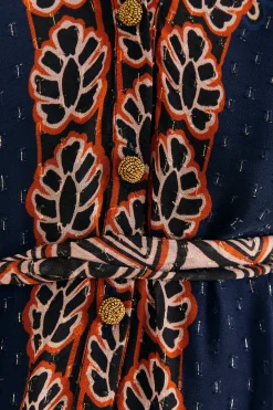 FARM Rio ORANGE AINIKA TAPESTRY SLIT MAXI DRESS