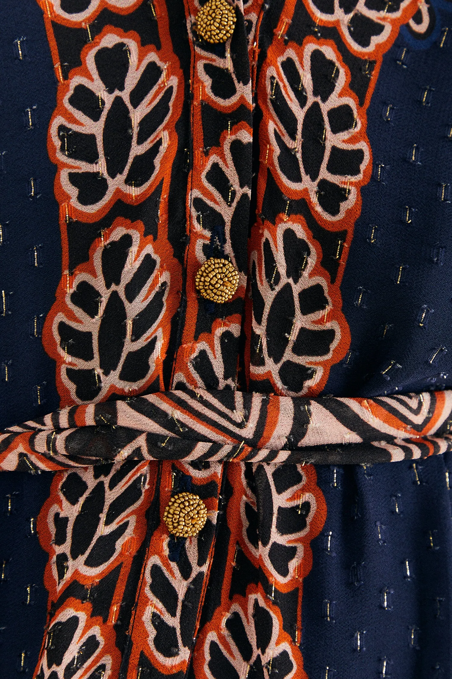 FARM Rio ORANGE AINIKA TAPESTRY SLIT MAXI DRESS