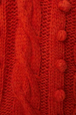 FARM Rio  ORANGE BRAIDED KNIT CARDIGAN
