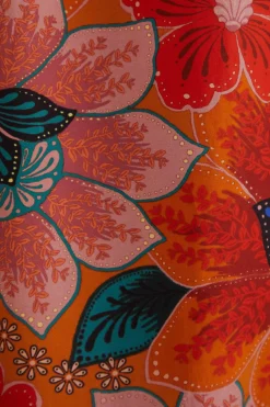 FARM Rio ORANGE MARIAS FLORAL CUT-OUT MIDI DRESS