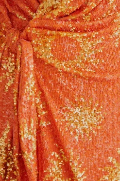 FARM Rio ORANGE SUNNY MOOD SEQUIN LONG SLEEVE MINI DRESS