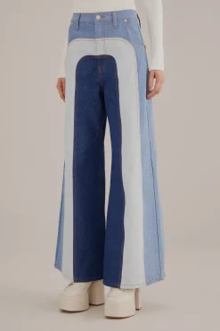 FARM Rio  PATCHWORK DENIM WIDE PANTS