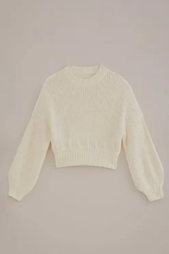 FARM Rio PEARL EMBROIDERED BUBBLE SWEATER