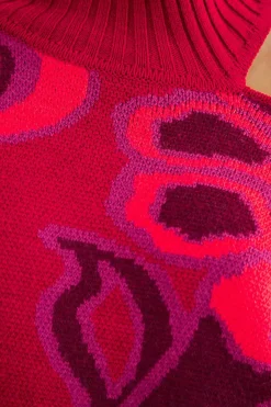 FARM Rio  PINK BOLD FLORAL KNIT SWEATER