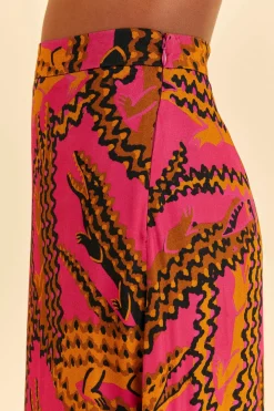 FARM Rio  PINK CROCO MIDI SKIRT