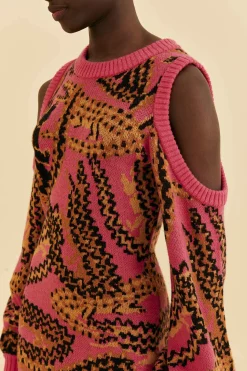 FARM Rio  PINK CROCO SWEATER DRESS