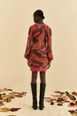 FARM Rio  PINK CROCO SWEATER DRESS