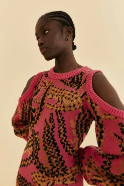 FARM Rio  PINK CROCO SWEATER DRESS